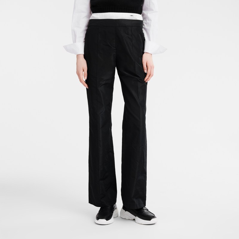 Longchamp Straight Pants With Patch Negras | ZV6870154