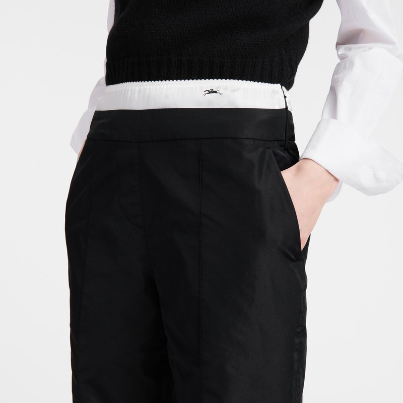 Longchamp Straight Pants With Patch Negras | ZV6870154