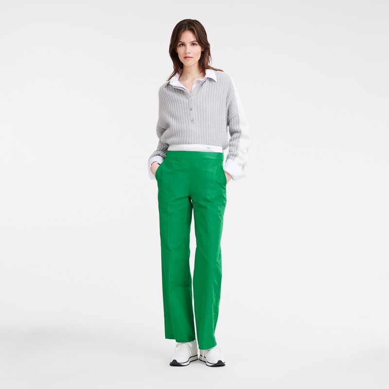 Longchamp Straight Pants With Patch Verde | ZS6734159