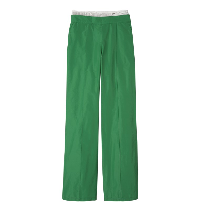 Longchamp Straight Pants With Patch Verde | ZS6734159