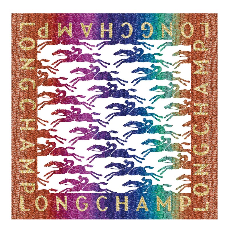 Longchamp Sunset Glitters Silk Scarf 70 Sienna | MI7592438