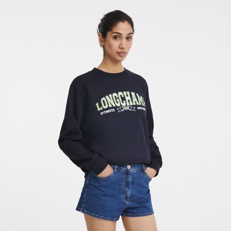 Longchamp Sweatshirt Azul Marino | VY4012857