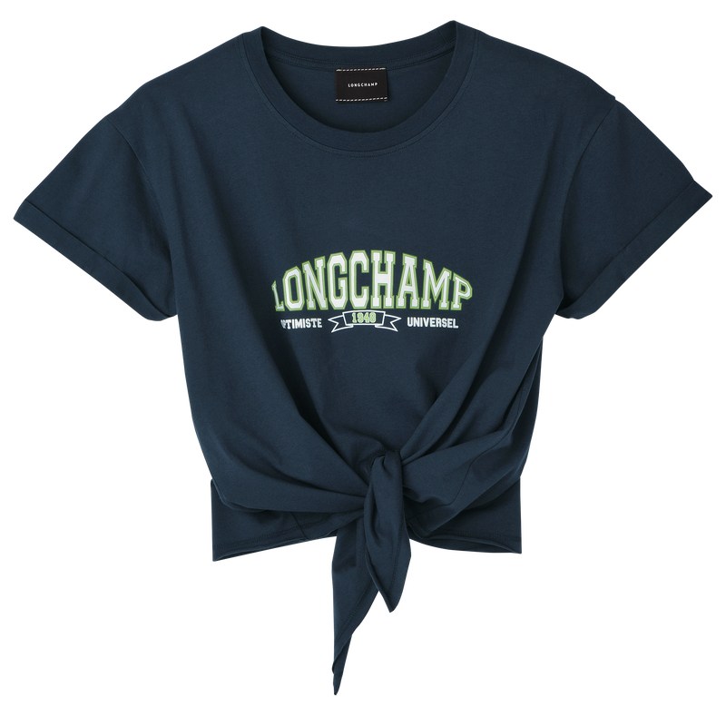 Longchamp Tied T-shirt Azul Marino | MF4126835